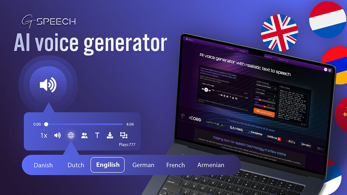 Let visitors listen to your text-based content with this AI voice generator