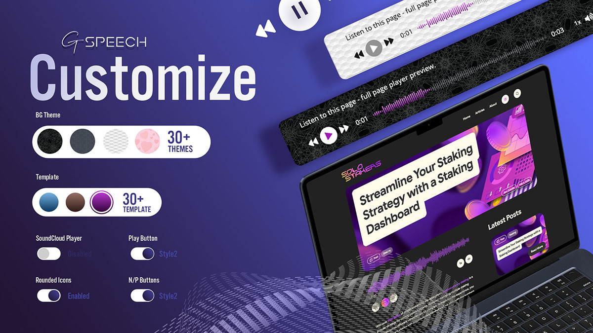 Customize your audio player to match your website’s vibe and aesthetic